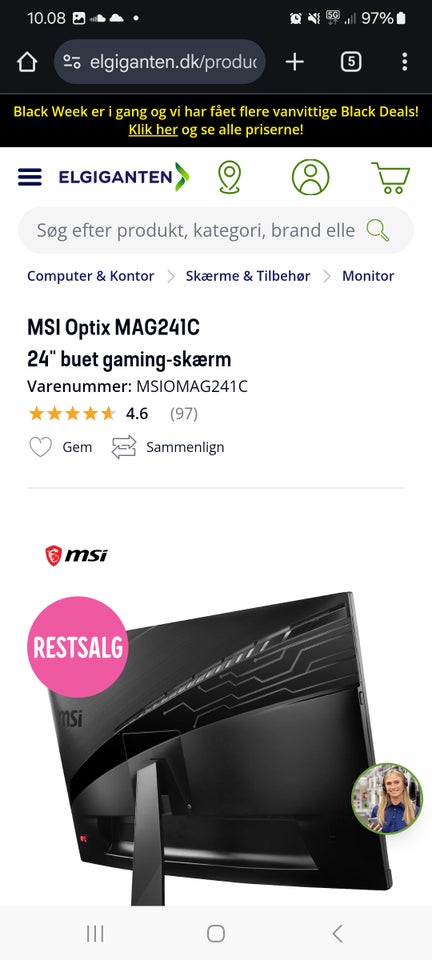 Msi, 144 hz, 24 tommer