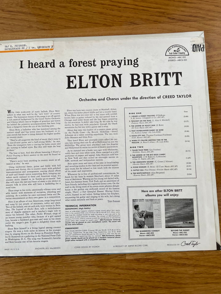 LP, Elton Britt, I heard a Forest