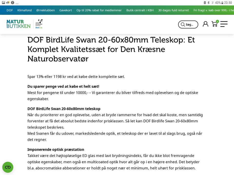 Teleskop kikkert, DOF Birdlife