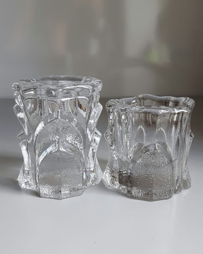 Glas Lysestage Fyrfad Skulptur