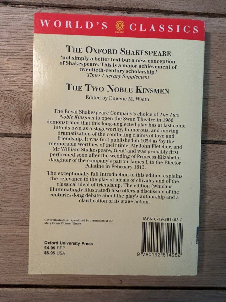 Shakespeare - the to noble kinsmen