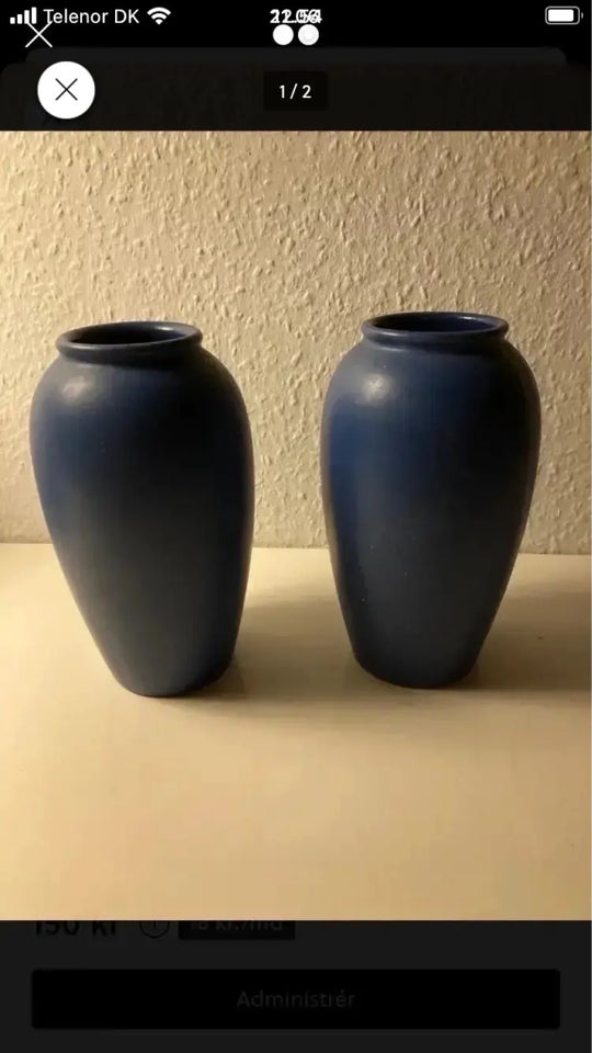 Vase 2 smukke koboltblå vaser fra