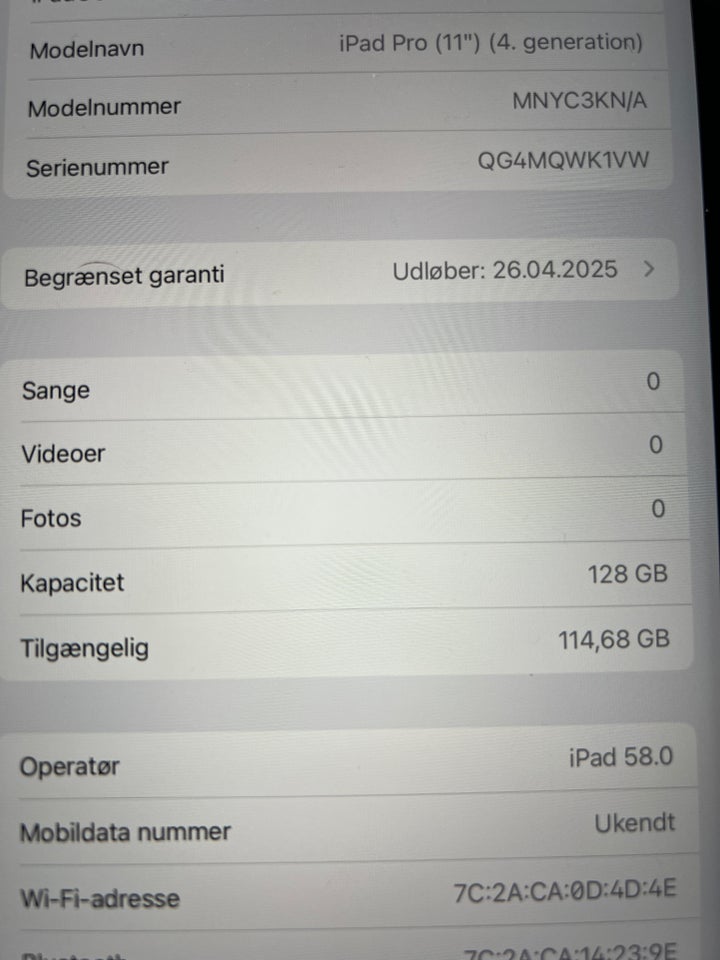 iPad Pro 4, 128 GB, sort