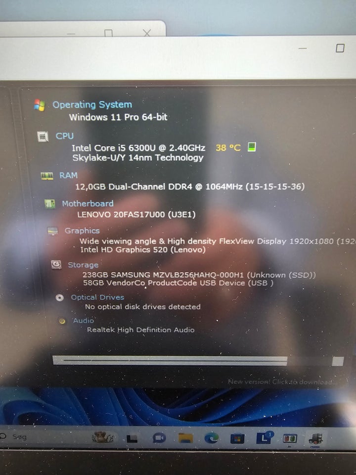 Lenovo T460s, I5 6300u GHz, 12 GB ram