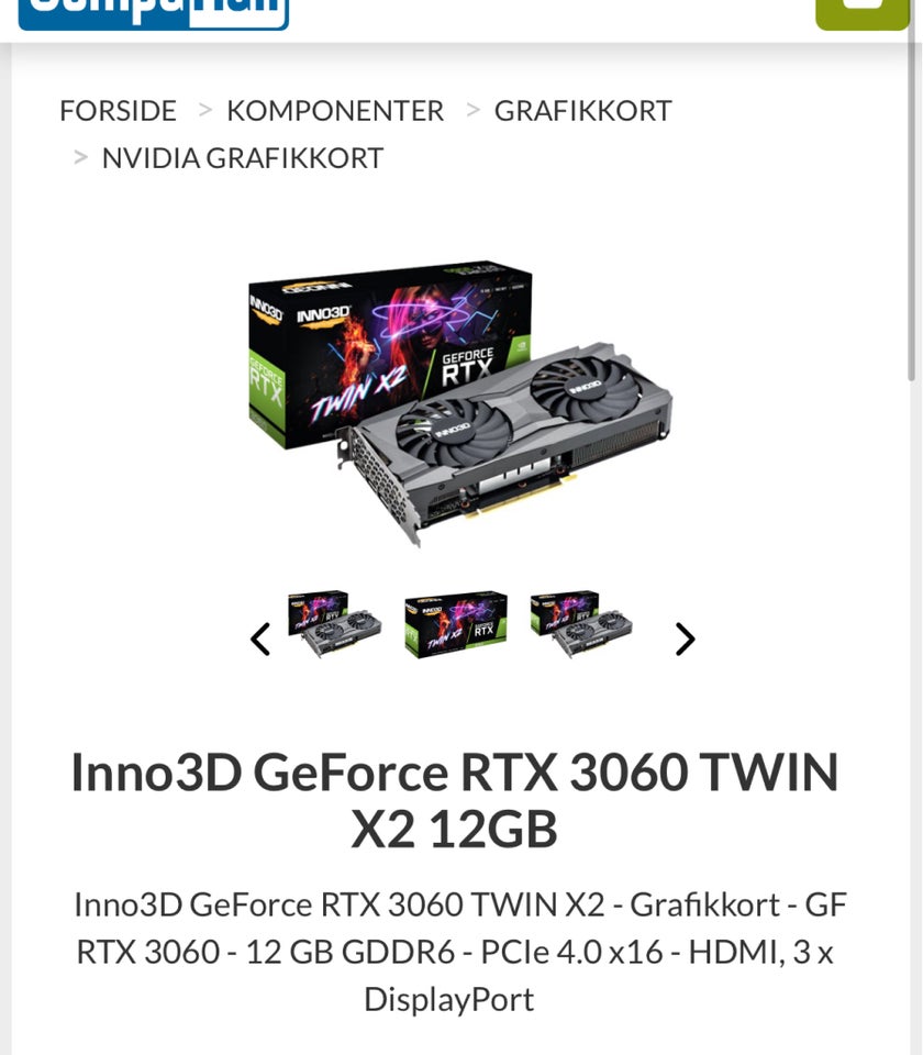 GeForce RTX 3060 Inno3D, 12 GB RAM,