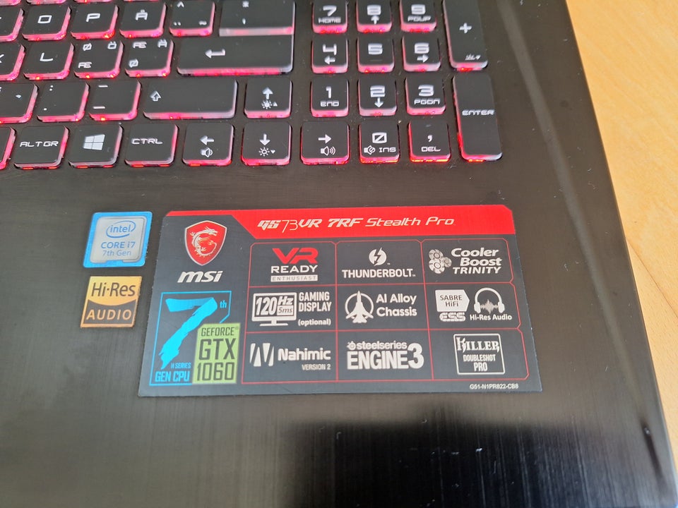 MSI GS73VR7RF stealth pro 280