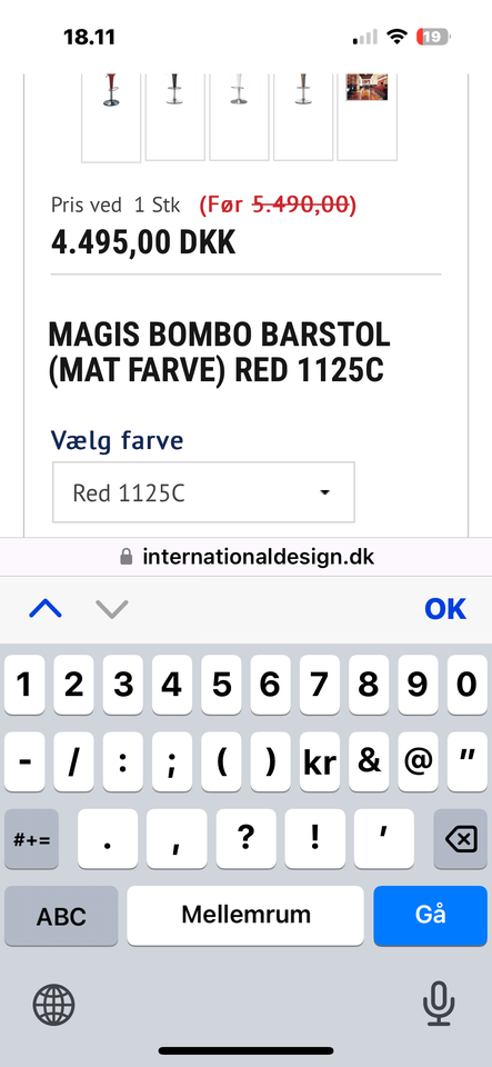 Barstole, Magis Bombo mat rød