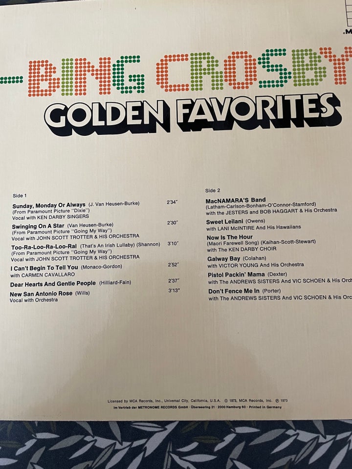 LP Bing Crosby Golden Favorites