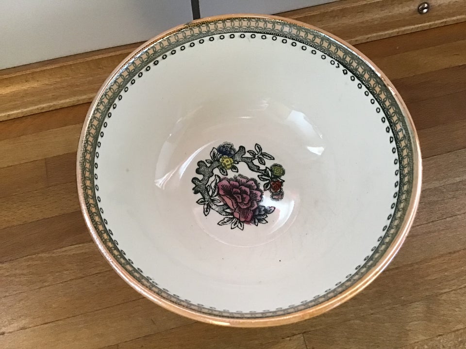 Porcelæn Hvid Skål med Farvet