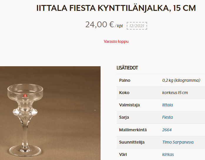 Glas IITTALA FINLAND 1881 FINSK