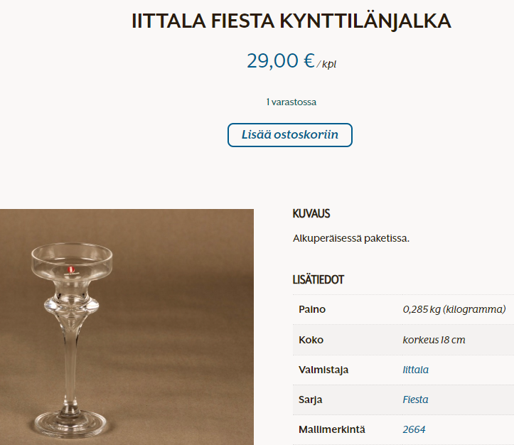 Glas IITTALA FINLAND 1881 FINSK