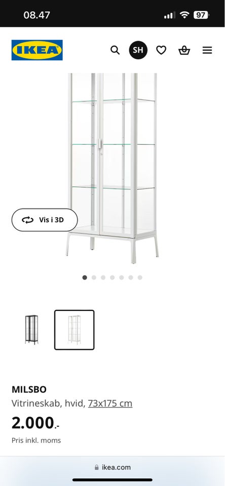 Vitrineskab, IKEA, b: 73 d: 42 h: 175