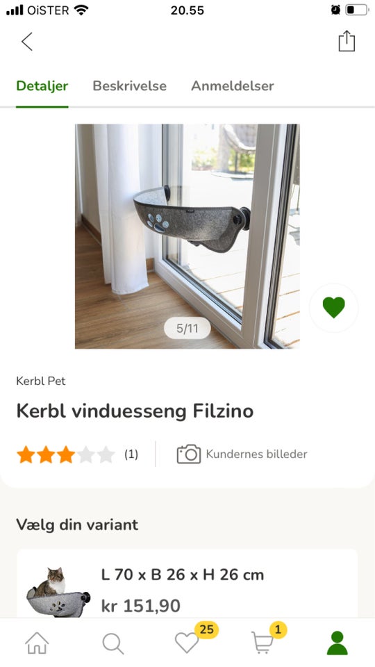 Vinduesseng til kat, b: 26 d: 26 h: 70