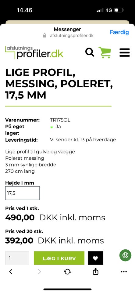 Afslutningsliste messing