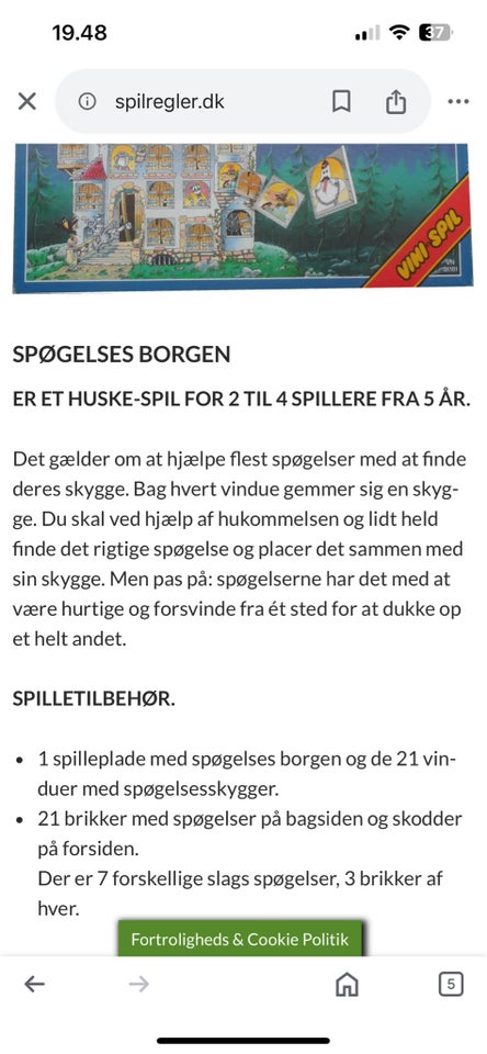 Spøgelses borgen, brætspil