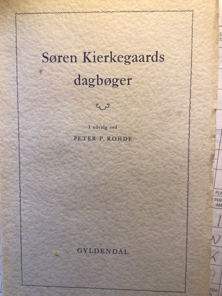 Søren Kierkegaards dagbøger, I