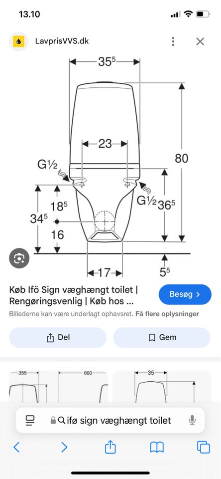 Toilet, Ifø Sign, væghængt