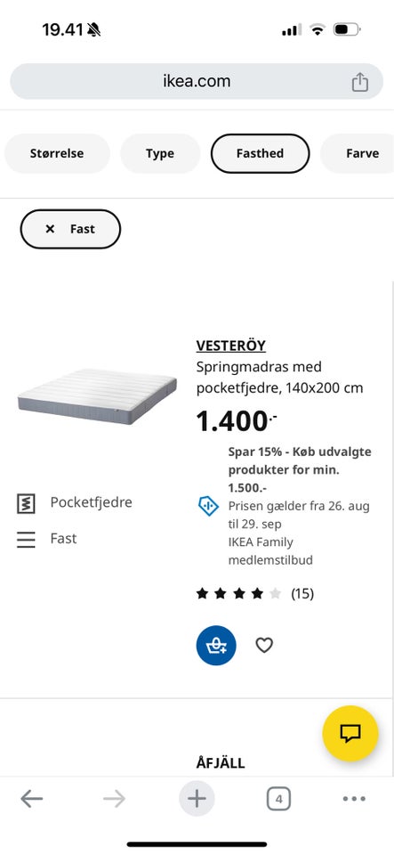 Springmadras Vesteröy Ikea