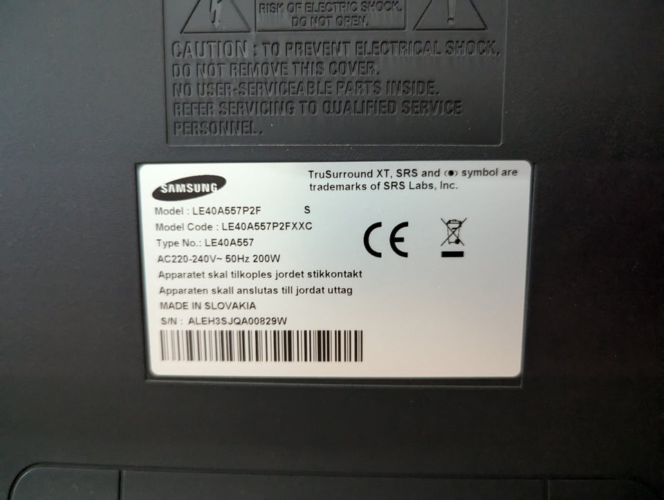 LCD, Samsung, LE40A557P2F