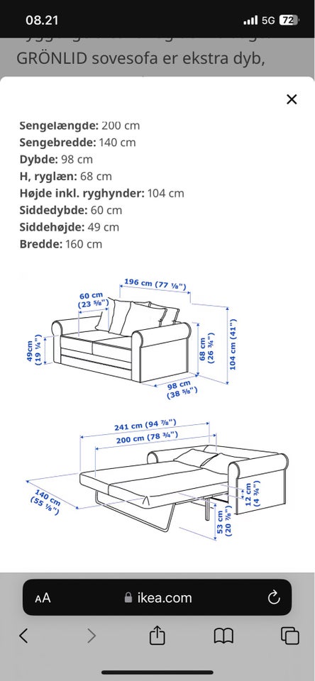 Sovesofa Ikea grønild