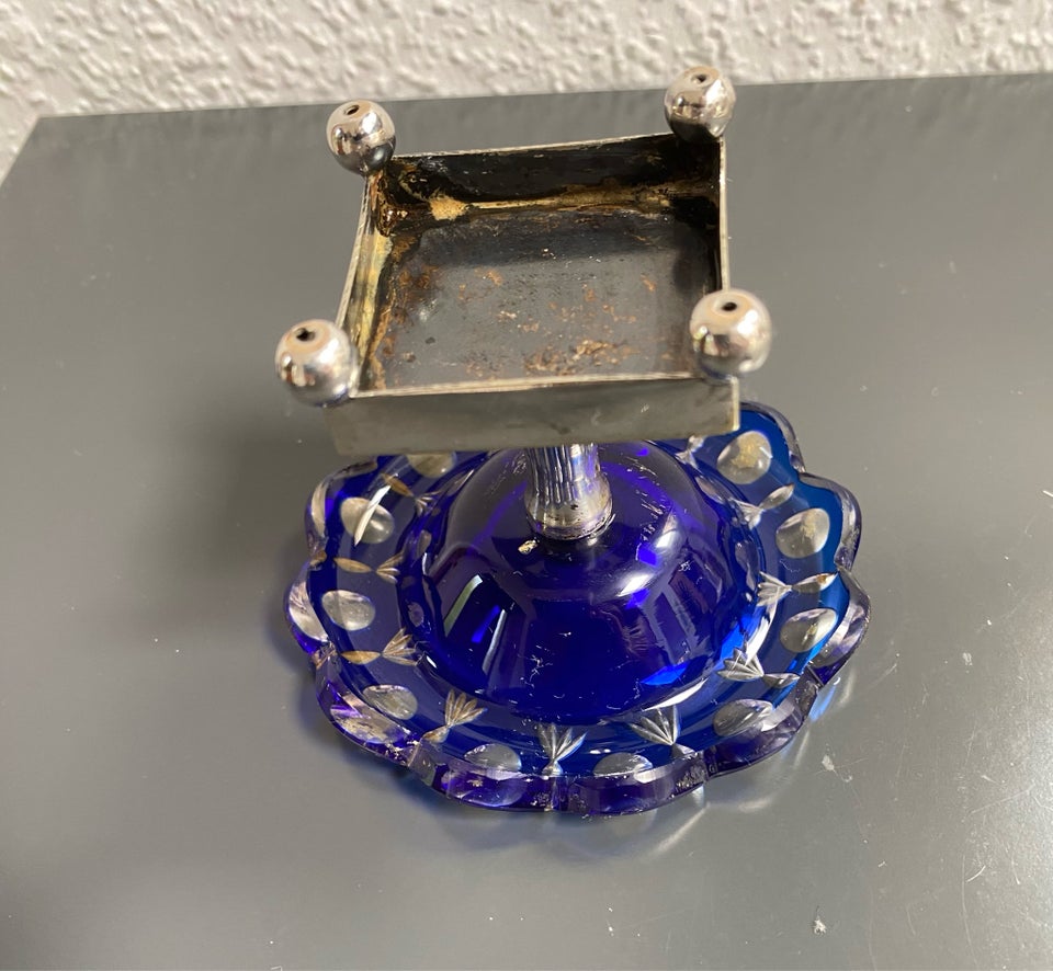 Bøhmisk saltkar Glas og metal 120