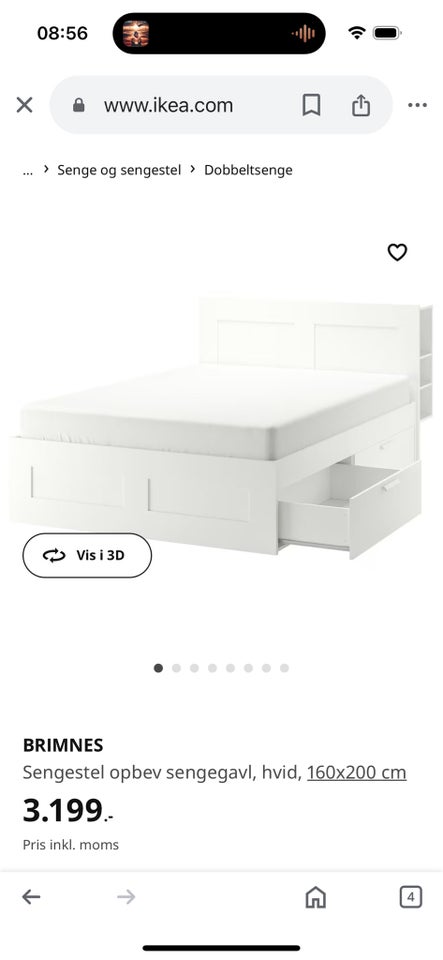 Dobbeltseng, IKEA, b: 160 l: 200 h: