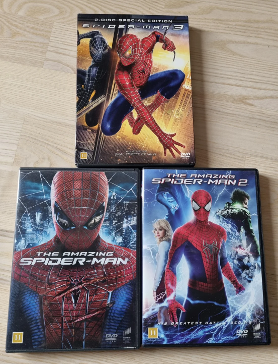 Spiderman 1, 2 og 3 dvd film, DVD