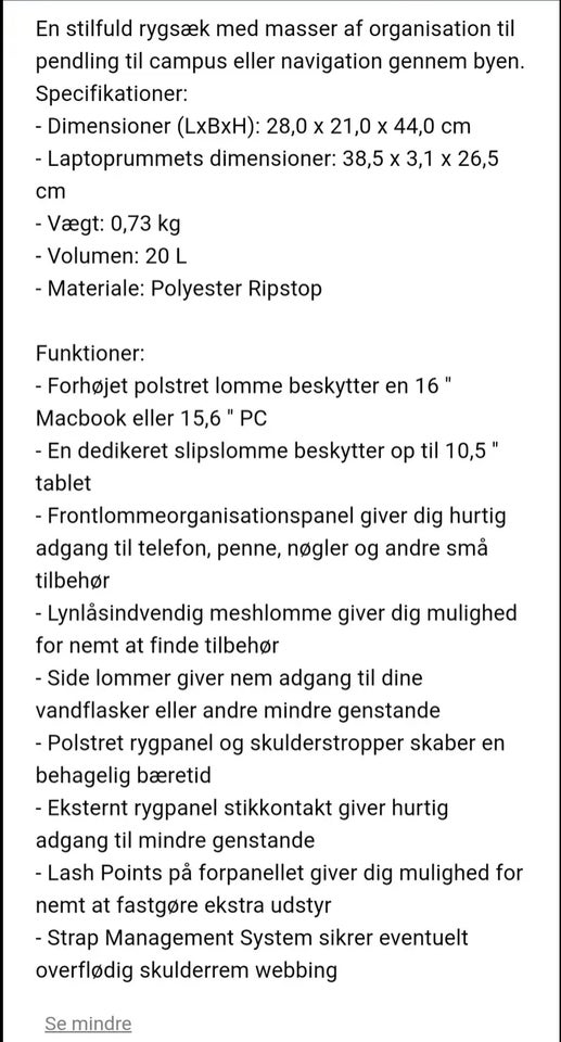 Rejsetaske, Thule rygsæk