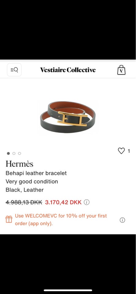 Armbånd, læder, HERMES PARIS