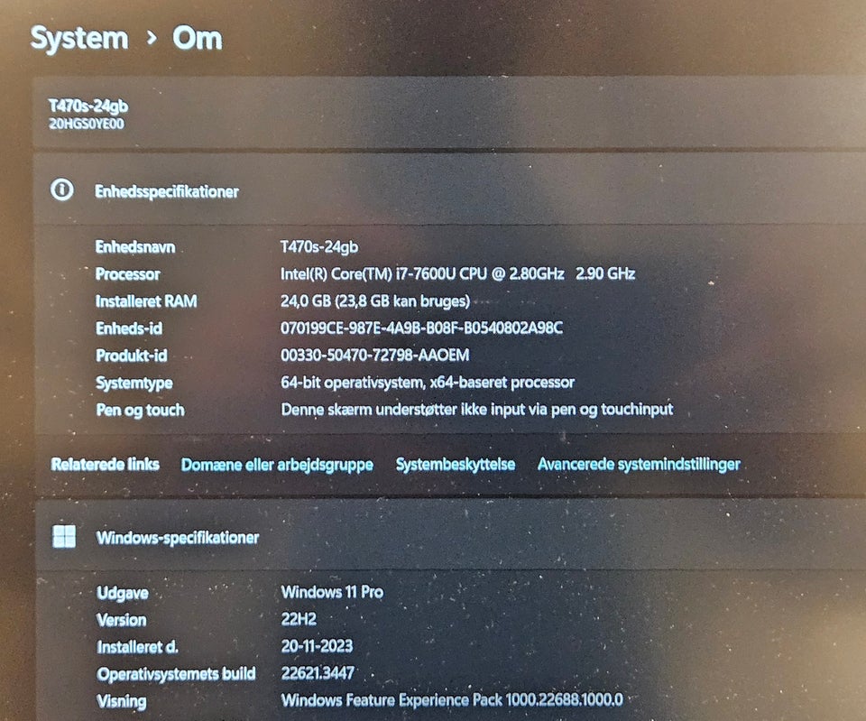 Lenovo T470s 26 GHz 24 GB ram