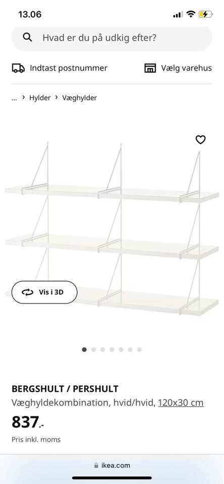 Vægreol, Ikea, b: 30