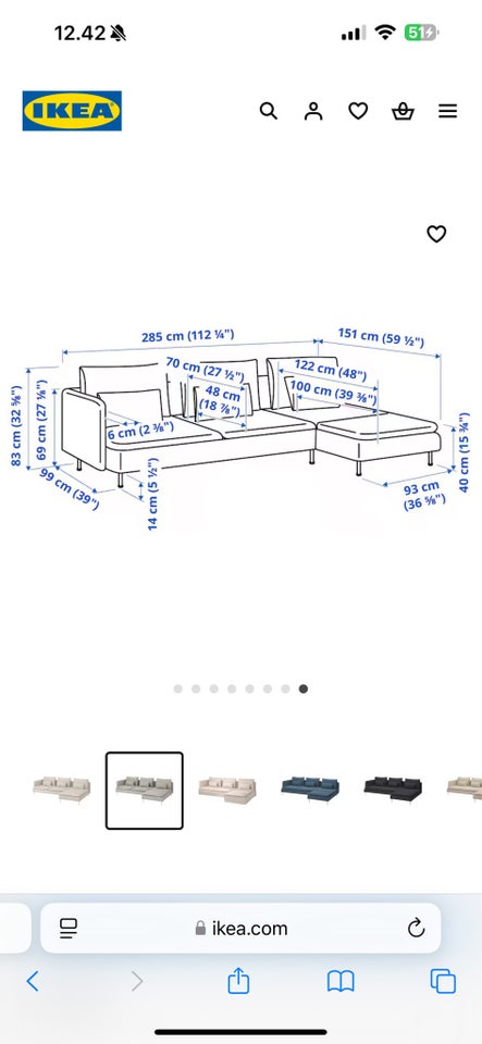 Sofa bomuld 4 pers