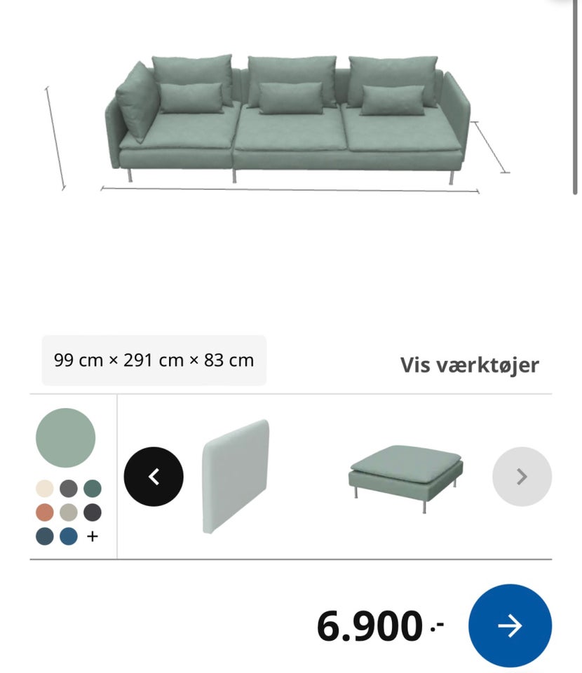 Sofa, stof, 4 pers.