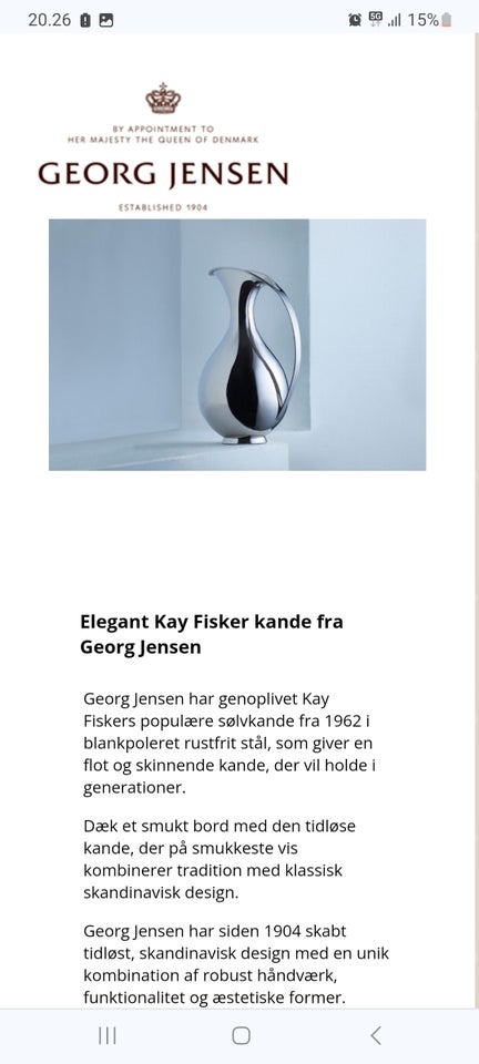 Rustfrit stål, Kande, Georg jensen