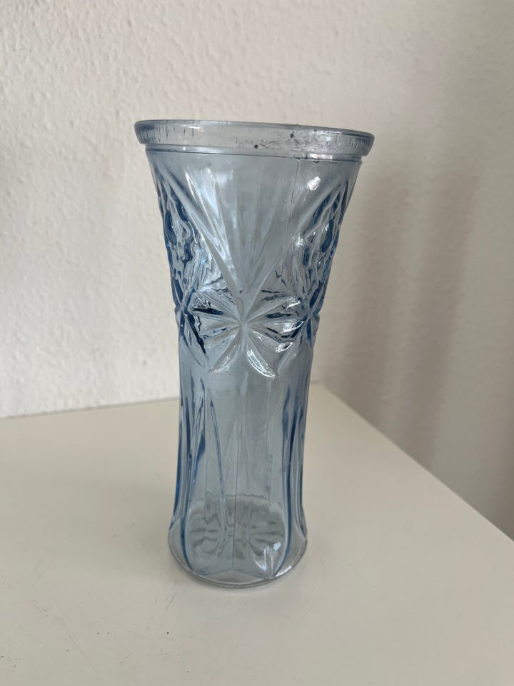 Flot blå glas vase 20 cm