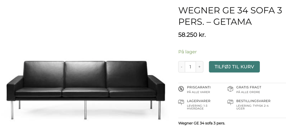 Wegner GE34 Lufthavnssofa Sofa