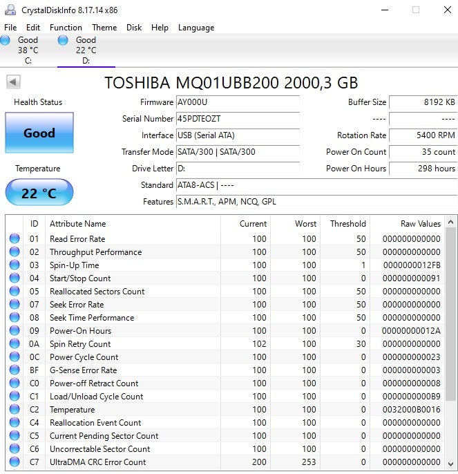 Toshiba, ekstern, 2000 GB