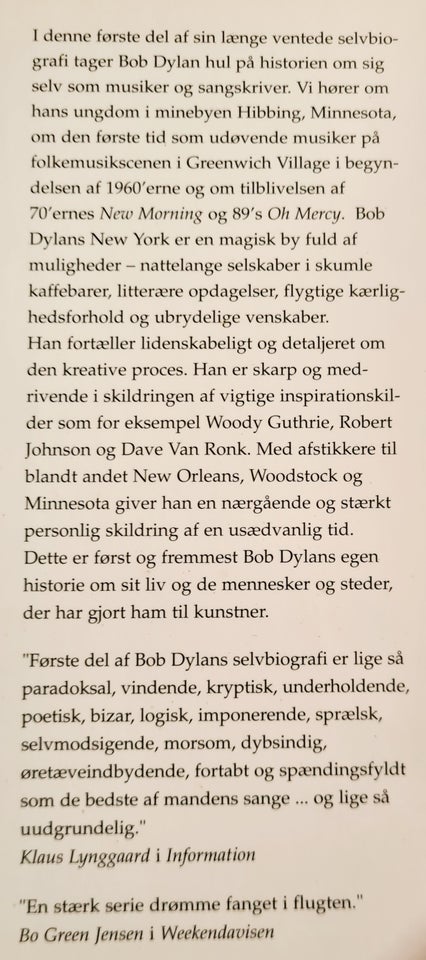 Bob Dylan Krøniker, emne: musik