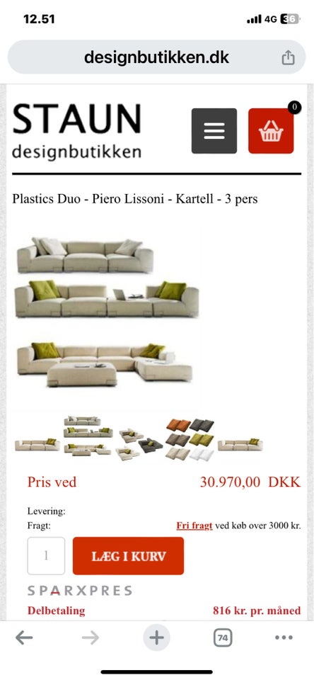 Sofa med puf Kartell