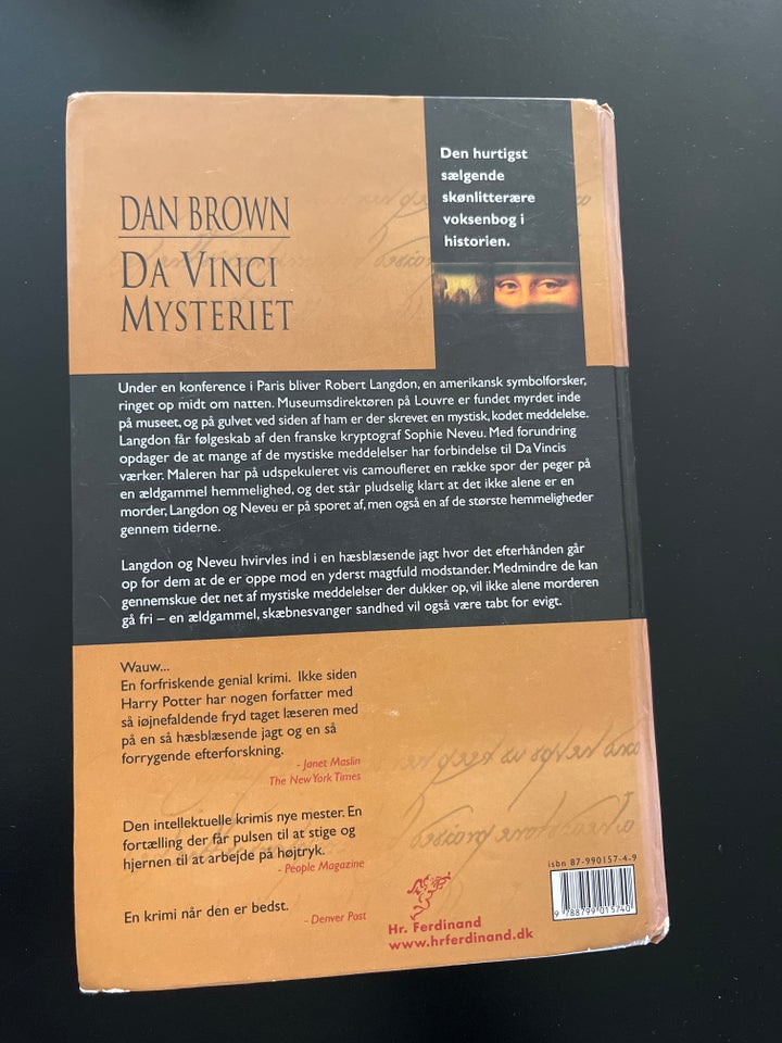 Da Vinci mysteriet, Dan Brown,