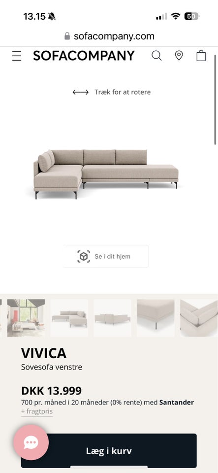 Hjørnesofa velour Sofa Company