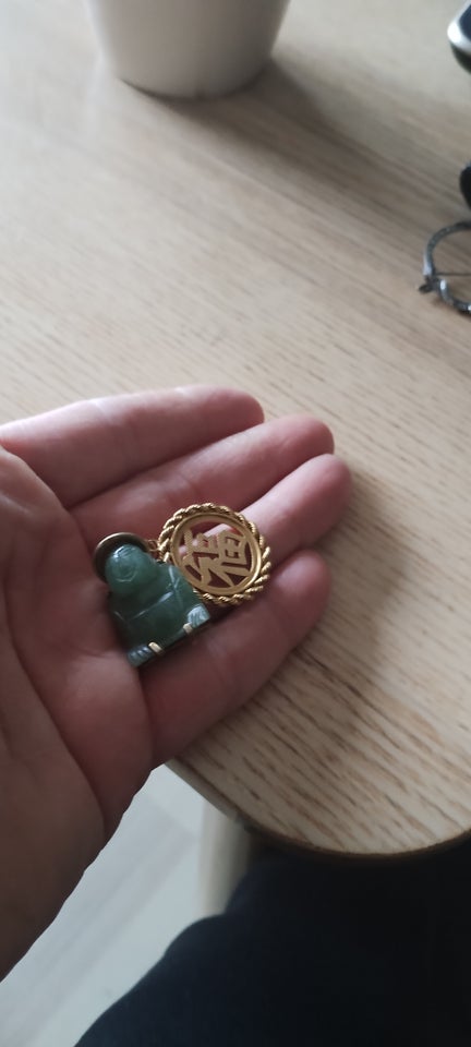 Charms, guld, Kinesisk jade/ 14 K