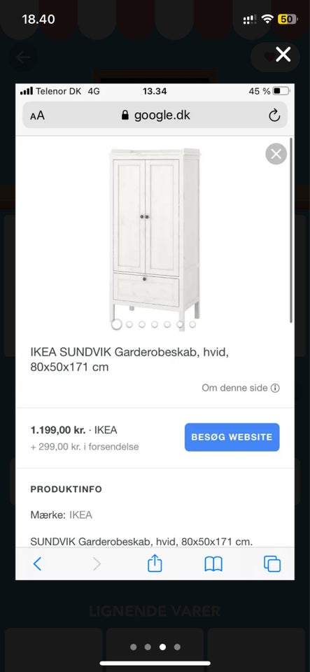 Garderobeskab IKEA b: 80 d: 50 h: