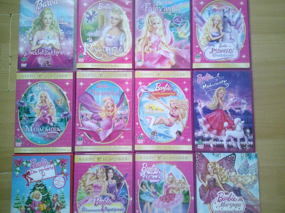 12 stk. Barbie film, DVD, tegnefilm