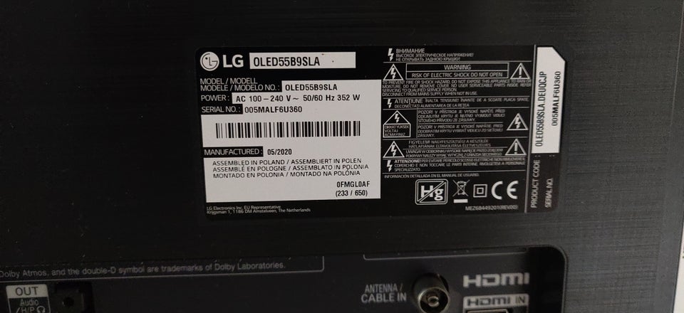 LED, LG, OLED55B9SLA