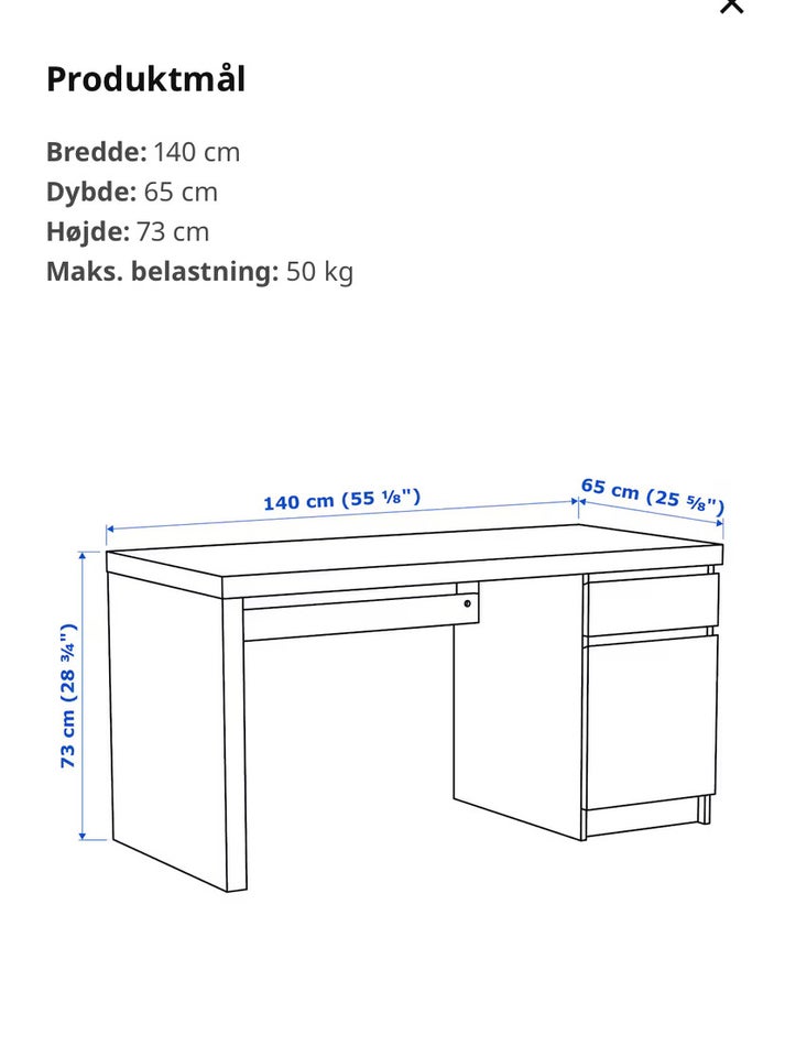 Skrive-/computerbord Ikea b: