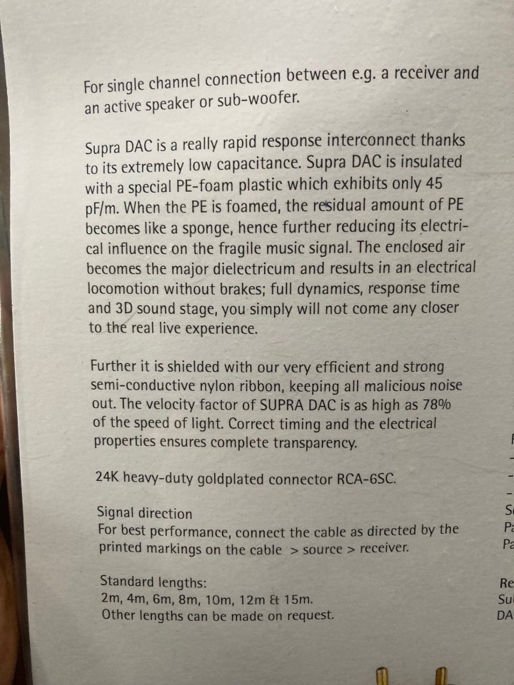 Signalkabel Supra DAC-SC