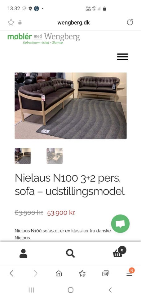 Sofa læder 2 pers