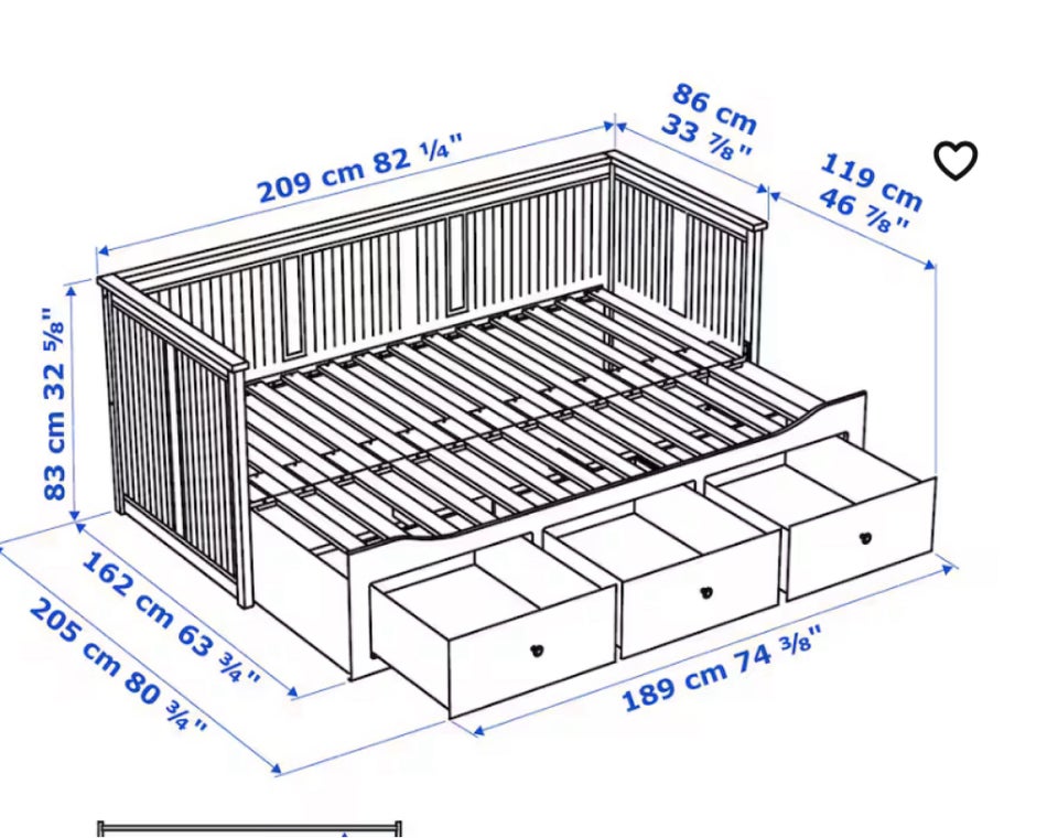 Sovesofa IKEA  b: 80 l: 200