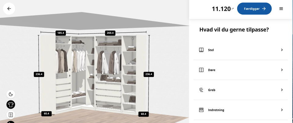 Garderobeskab IKEA b: 375 d: 58 h: